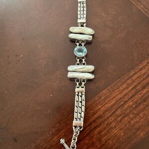Chic Silver and Blue Women's Bracelet